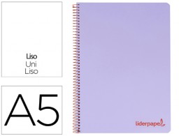 Cuaderno espiral Liderpapel Wonder A5 tapa plástico 120h micro 90g c/5mm. color violeta